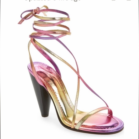 NEW ISABEL MARANT Aliza Leather Ankle Strap Sandal Metallic Pink Ombré 40FR 8MP - Picture 9 of 16